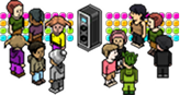 A crowd of Habbo DJs